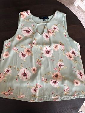 alice + blue Mint Green Floral Keyhole Sleeveless Top